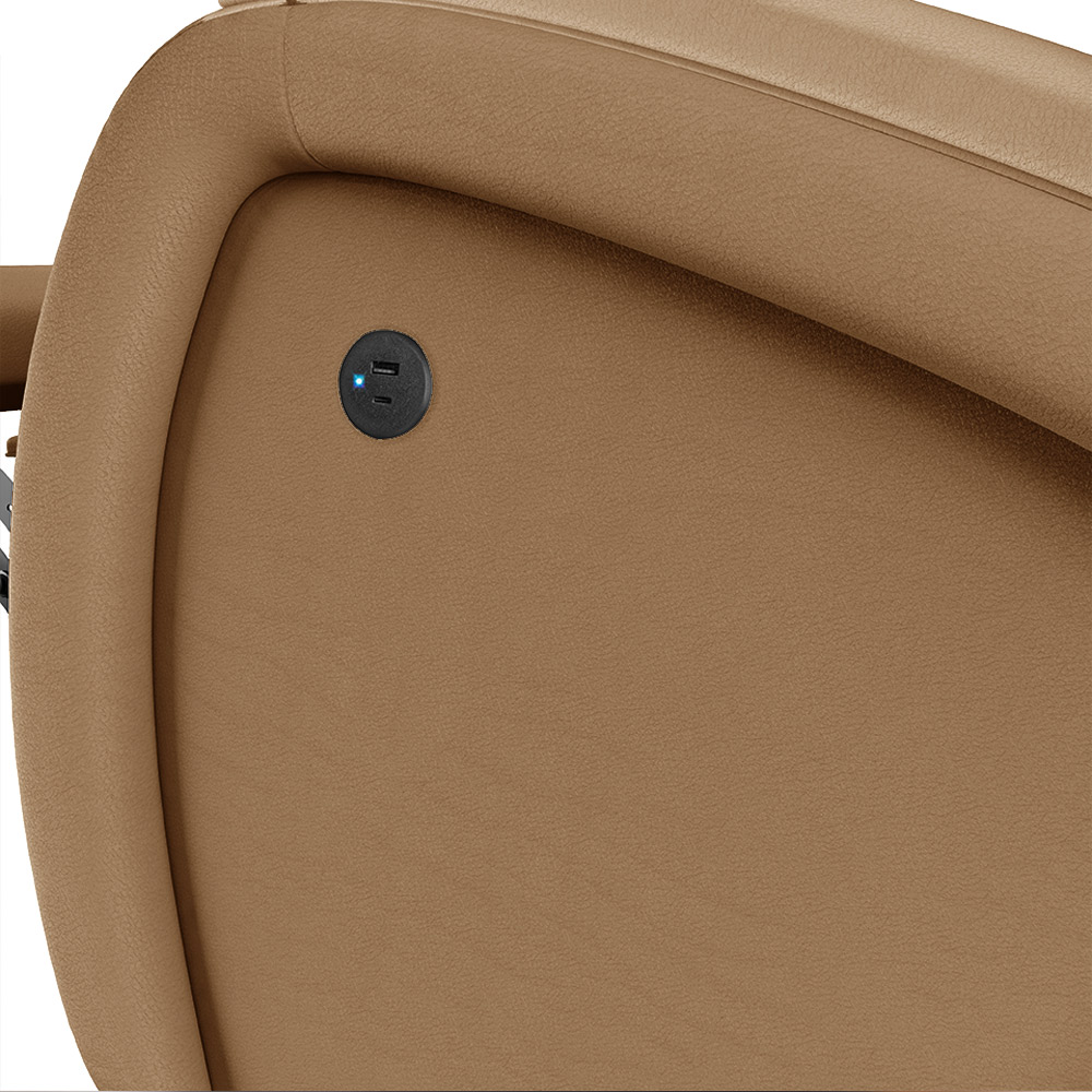 Poltrona do Papai Sala de Cinema Reclinável Kylie Controle Power Elétrico USB PU Caramelo G23