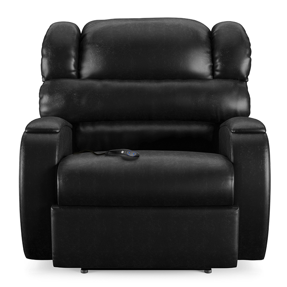 Poltrona do Papai Sala de Cinema Reclinável Kylie Controle Power Elétrico USB PU Preto Brilho G23