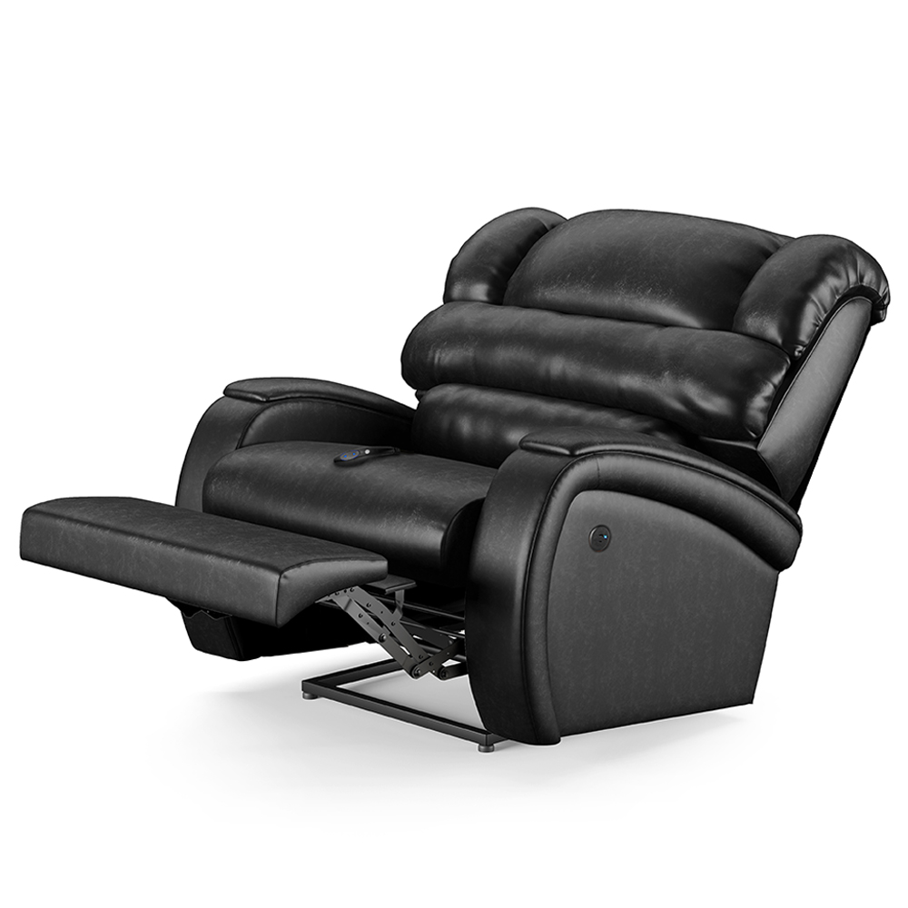 Poltrona do Papai Sala de Cinema Reclinável Kylie Controle Power Elétrico USB PU Preto Brilho G23