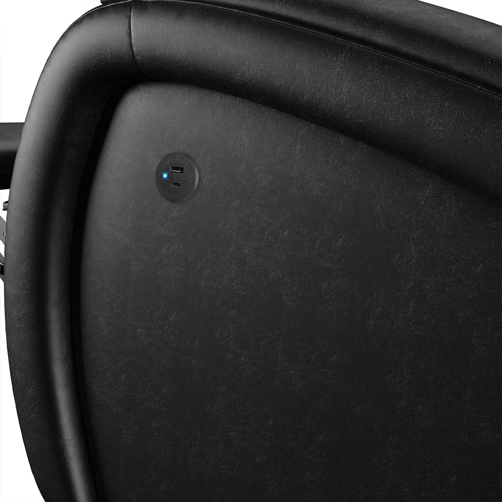 Poltrona do Papai Sala de Cinema Reclinável Kylie Controle Power Elétrico USB PU Preto Brilho G23
