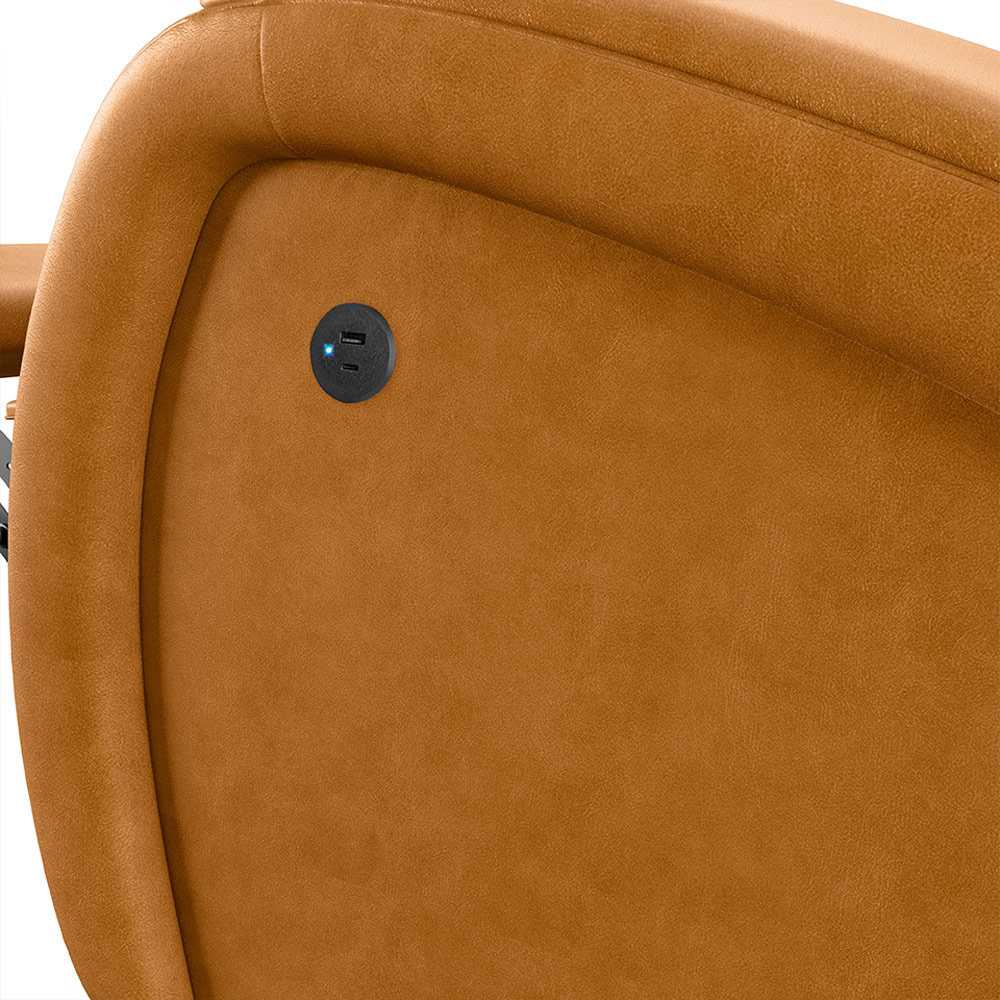 Poltrona do Papai Sala de Cinema Reclinável Kylie Controle Power Elétrico USB PU Whisky G23