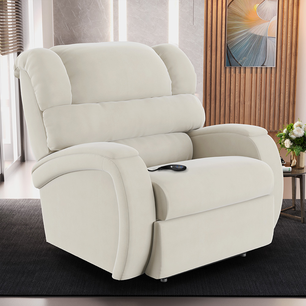 Poltrona do Papai Sala de Cinema Reclinável Kylie Controle Power Elétrico USB Veludo Bege G23