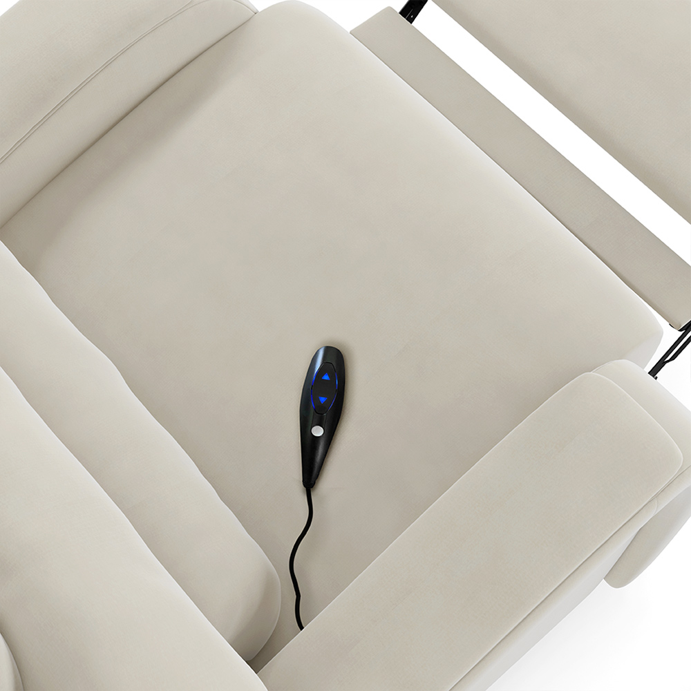 Poltrona do Papai Sala de Cinema Reclinável Kylie Controle Power Elétrico USB Veludo Bege G23