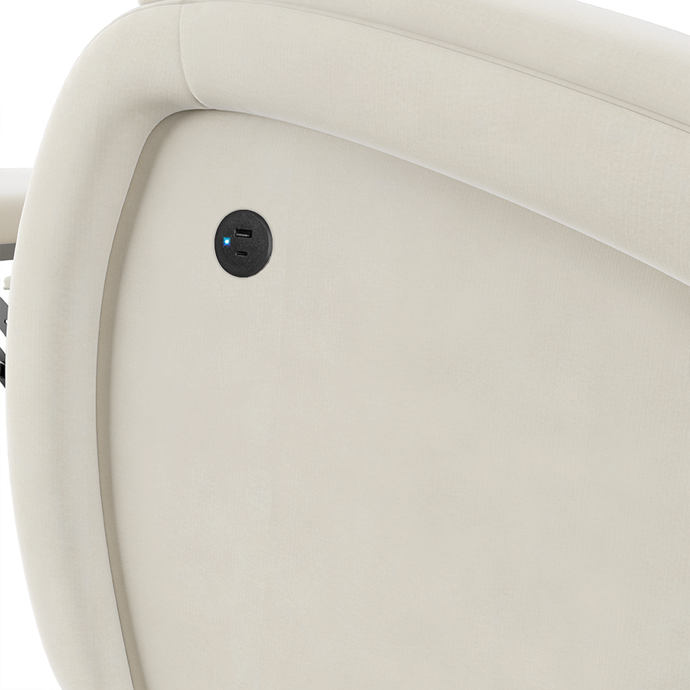 Poltrona do Papai Sala de Cinema Reclinável Kylie Controle Power Elétrico USB Veludo Bege G23