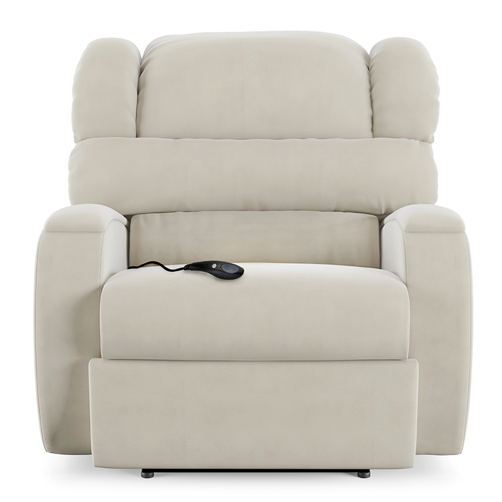 Poltrona do Papai Sala de Cinema Reclinável Kylie Controle Power Elétrico Veludo Bege G23