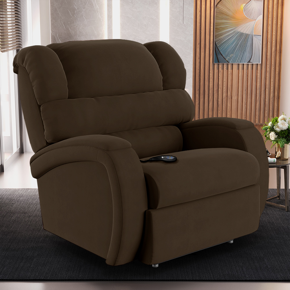 Poltrona do Papai Sala de Cinema Reclinável Kylie Controle Power Elétrico Veludo Marrom G23