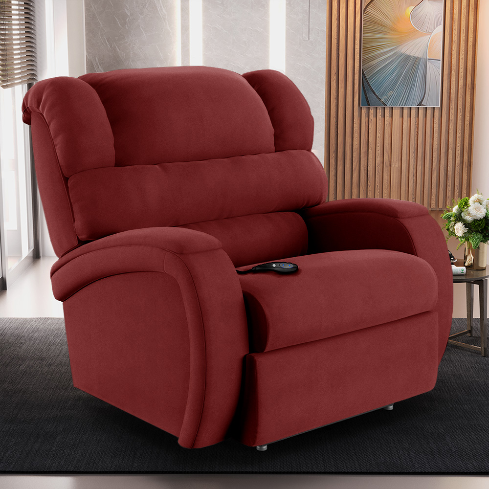Poltrona do Papai Sala de Cinema Reclinável Kylie Controle Power Elétrico Veludo Vermelho G23