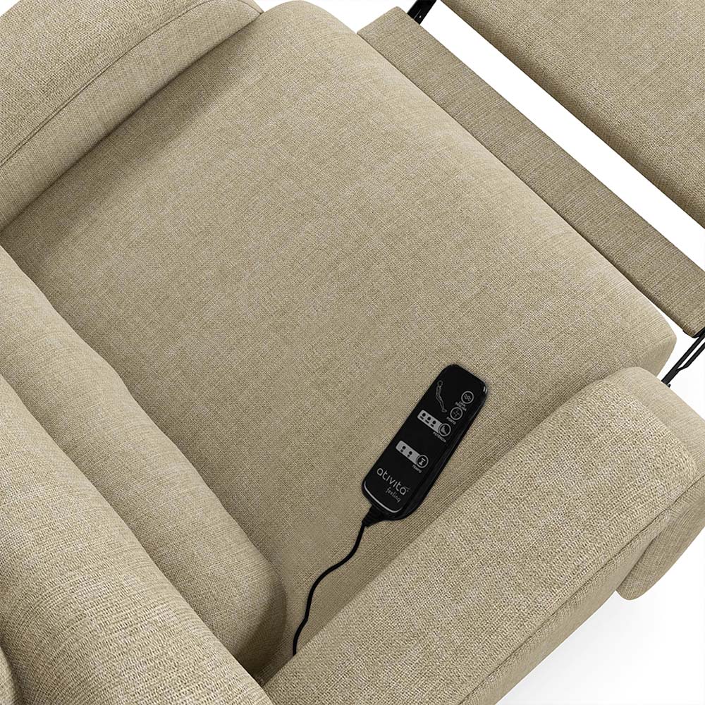 Poltrona do Papai Sala de Cinema Reclinável Kylie Elétrica Botão com Led Massagem USB Linho Bege G23