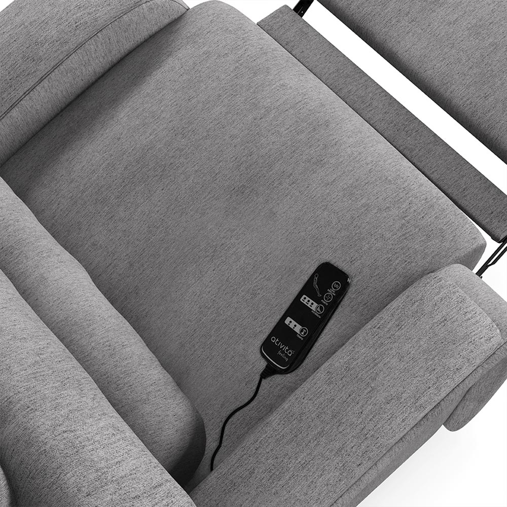 Poltrona do Papai Sala de Cinema Reclinável Kylie Elétrica Botão com Led Massagem USB Linho Cinza G23