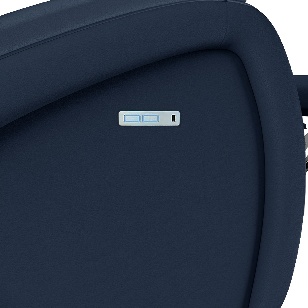 Poltrona do Papai Sala de Cinema Reclinável Kylie Elétrica Botão com Led Massagem USB PU Azul G23