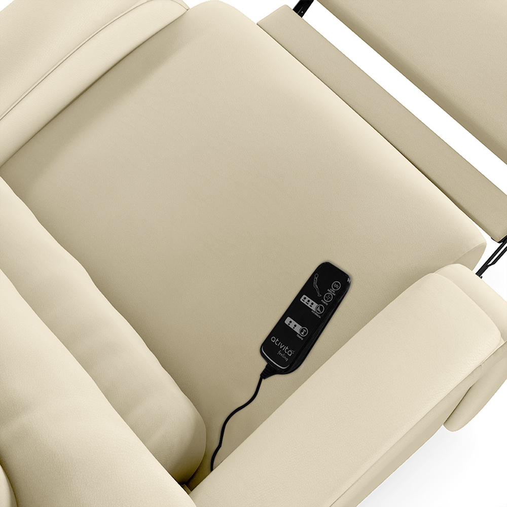 Poltrona do Papai Sala de Cinema Reclinável Kylie Elétrica Botão com Led Massagem USB PU Bege G23