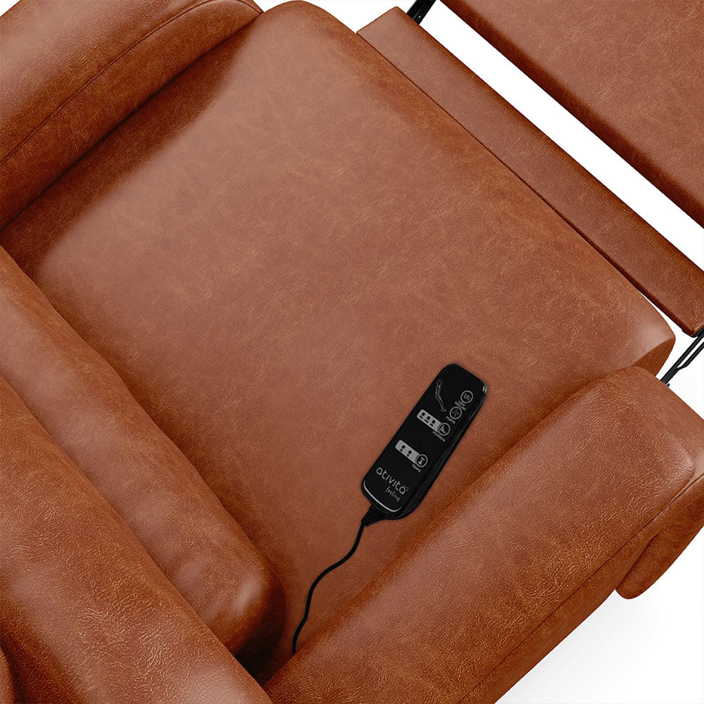 Poltrona do Papai Sala de Cinema Reclinável Kylie Elétrica Botão com Led Massagem USB PU Caramelo Brilho G23