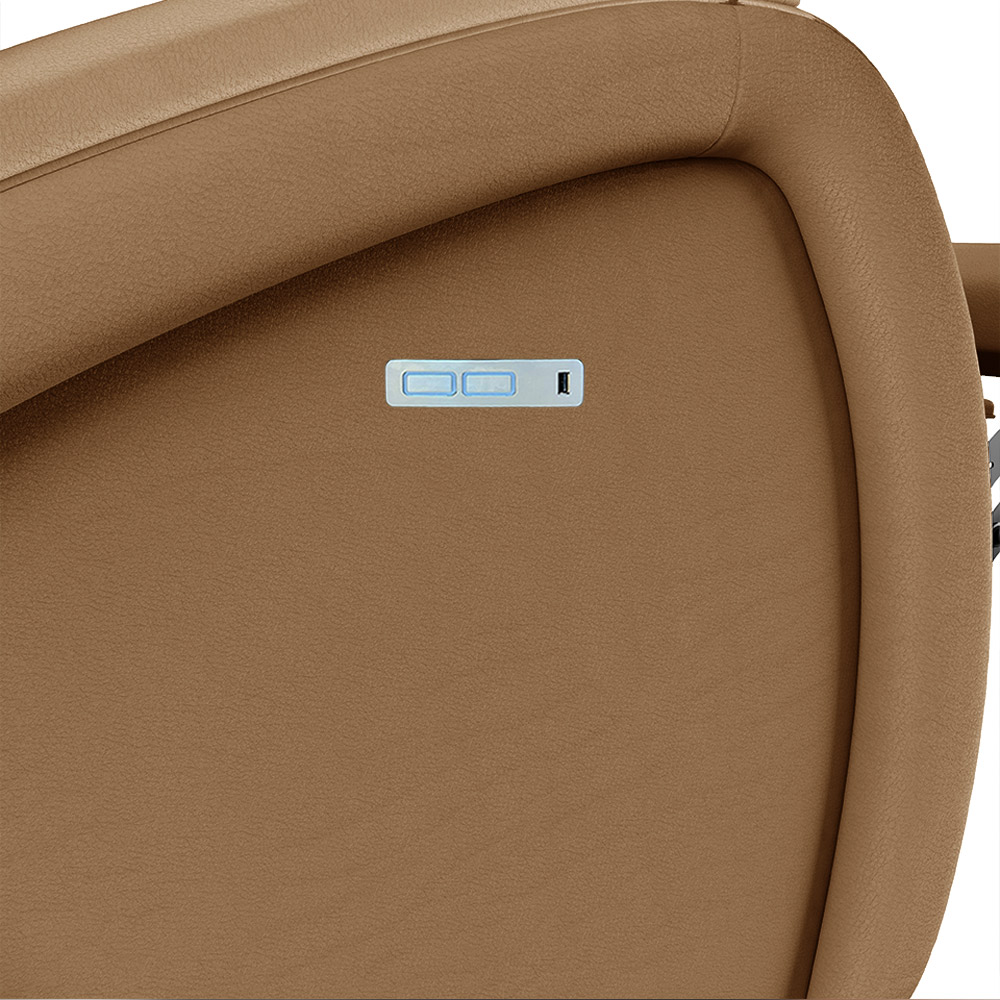 Poltrona do Papai Sala de Cinema Reclinável Kylie Elétrica Botão com Led Massagem USB PU Caramelo G23