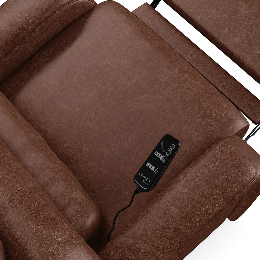 Poltrona do Papai Sala de Cinema Reclinável Kylie Elétrica Botão com Led Massagem USB PU Marrom Brilho G23