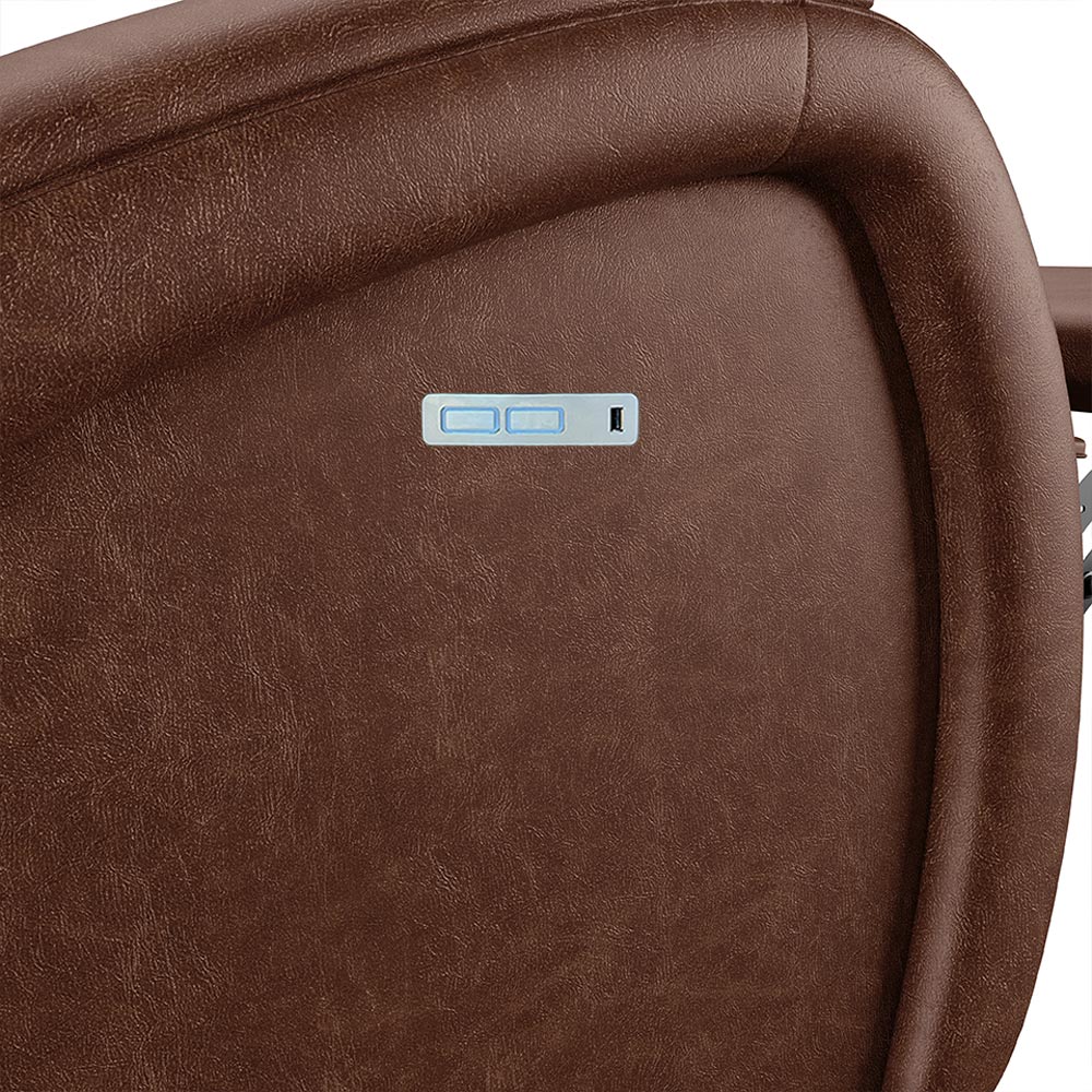 Poltrona do Papai Sala de Cinema Reclinável Kylie Elétrica Botão com Led Massagem USB PU Marrom Brilho G23