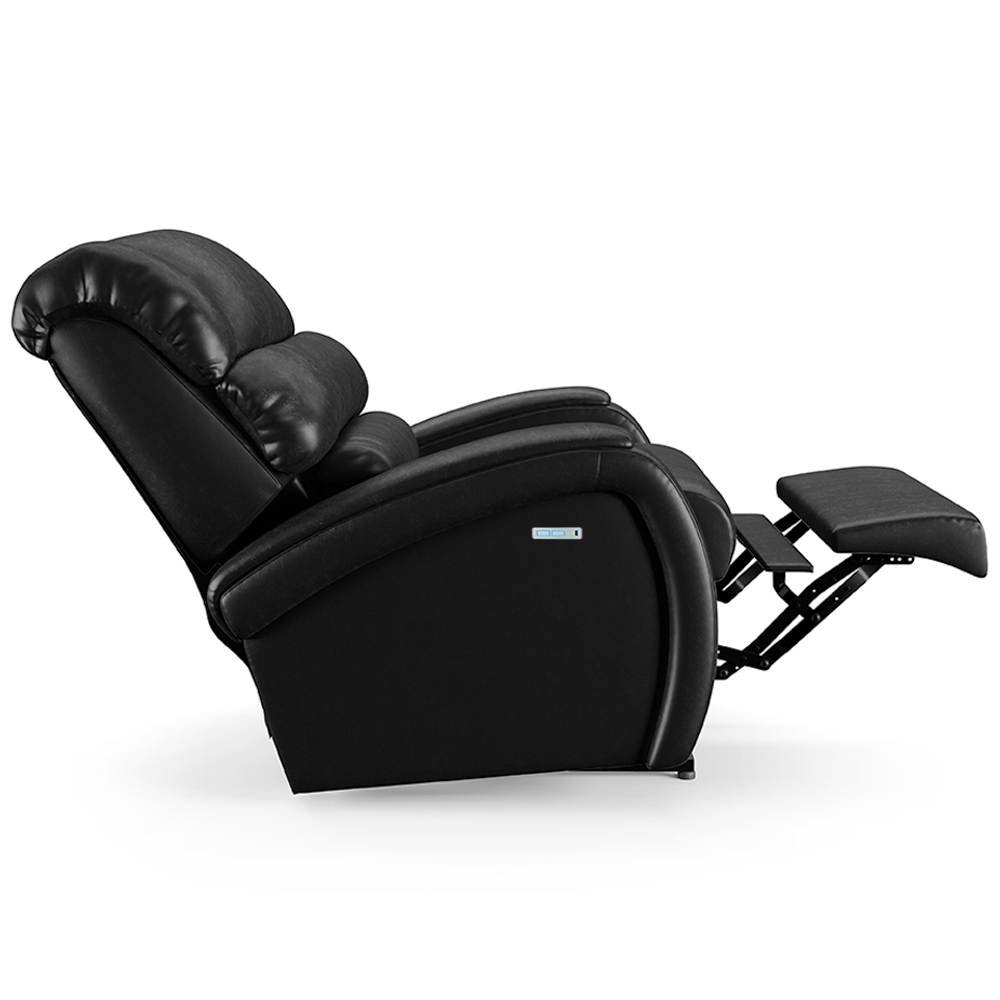 Poltrona do Papai Sala de Cinema Reclinável Kylie Elétrica Botão com Led Massagem USB PU Preto Brilho G23