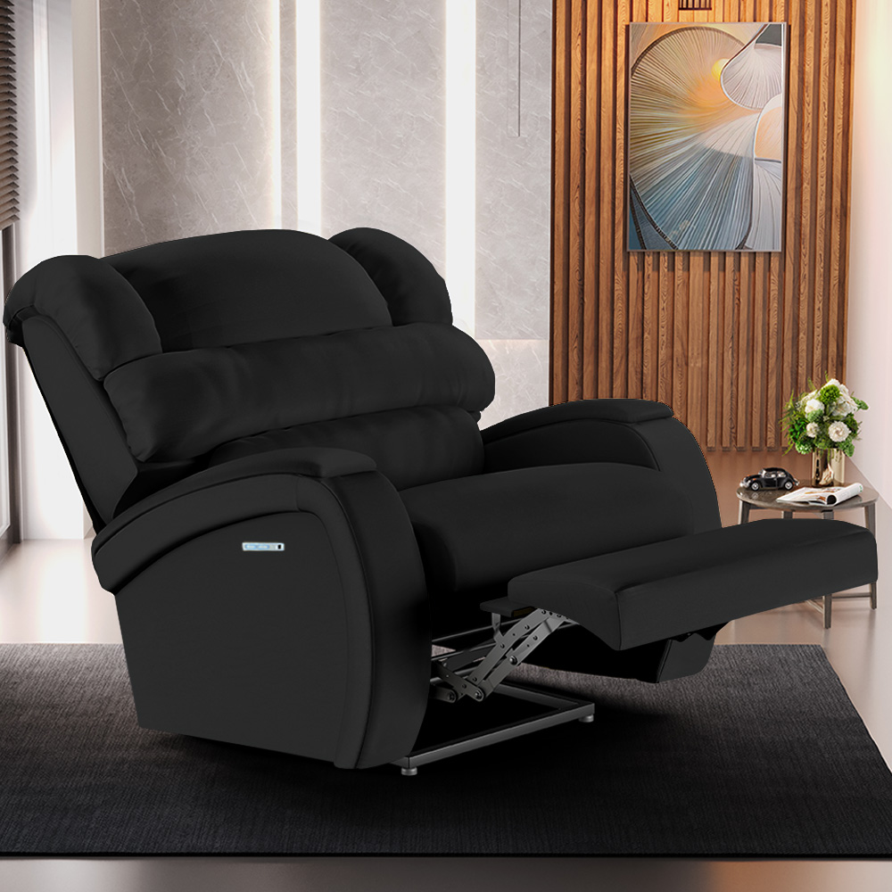 Poltrona do Papai Sala de Cinema Reclinável Kylie Elétrica Botão com Led Massagem USB PU Preto G23