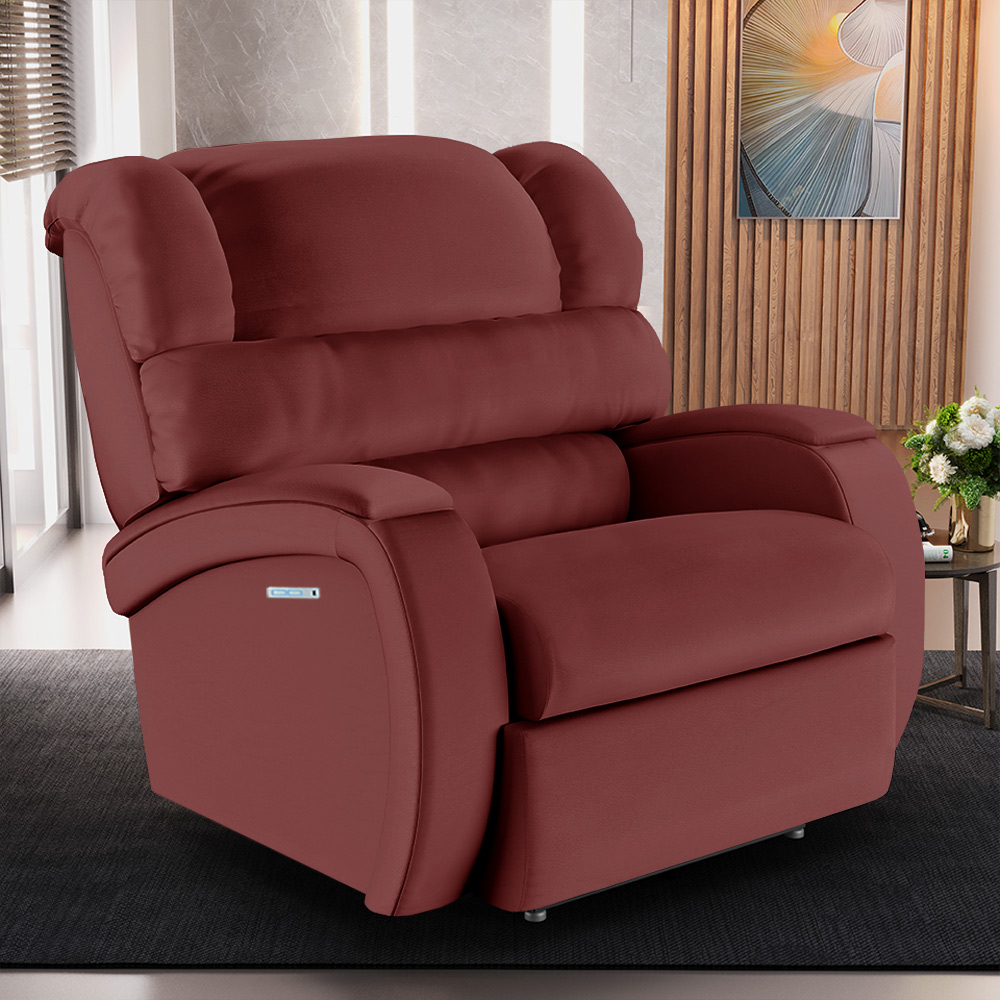 Poltrona do Papai Sala de Cinema Reclinável Kylie Elétrica Botão com Led Massagem USB PU Vermelho G23