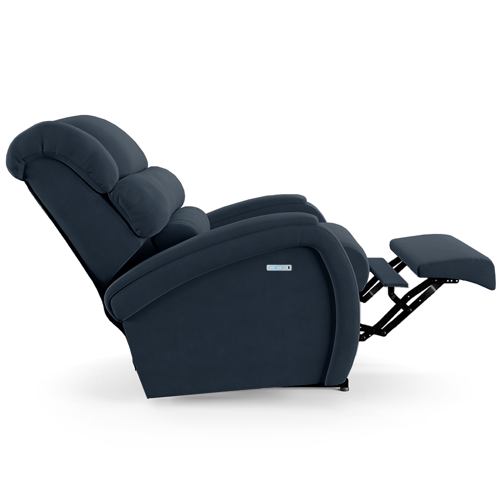 Poltrona do Papai Sala de Cinema Reclinável Kylie Elétrica Botão com Led Massagem USB Veludo Azul G23