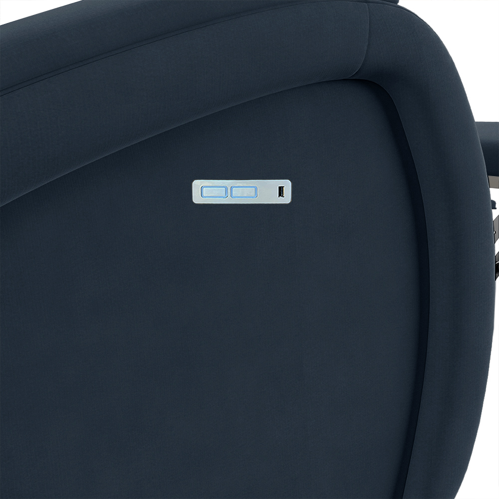 Poltrona do Papai Sala de Cinema Reclinável Kylie Elétrica Botão com Led Massagem USB Veludo Azul G23