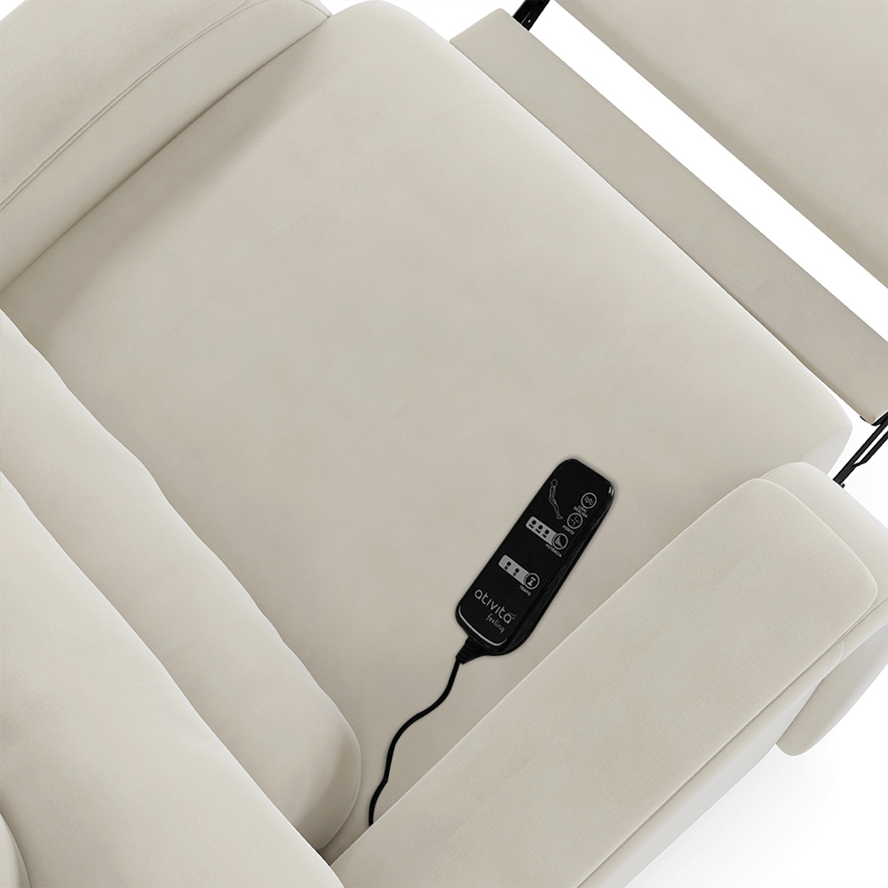 Poltrona do Papai Sala de Cinema Reclinável Kylie Elétrica Botão com Led Massagem USB Veludo Bege G23