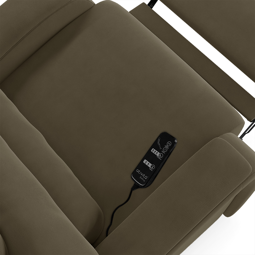 Poltrona do Papai Sala de Cinema Reclinável Kylie Elétrica Botão com Led Massagem USB Veludo Capuccino G23