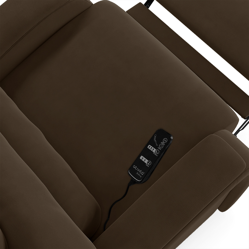 Poltrona do Papai Sala de Cinema Reclinável Kylie Elétrica Botão com Led Massagem USB Veludo Marrom G23