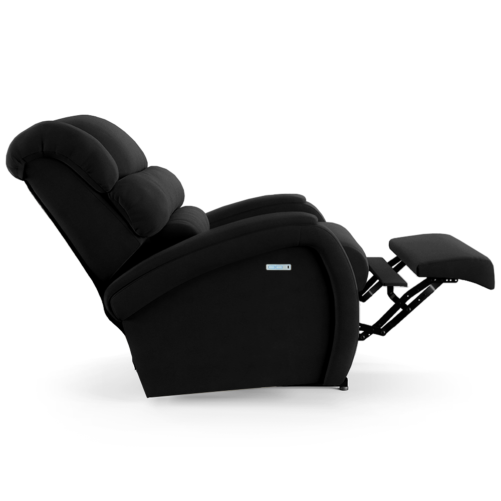 Poltrona do Papai Sala de Cinema Reclinável Kylie Elétrica Botão com Led Massagem USB Veludo Preto G23