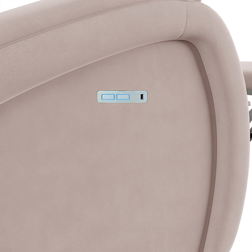 Poltrona do Papai Sala de Cinema Reclinável Kylie Elétrica Botão com Led Massagem USB Veludo Rosê G23