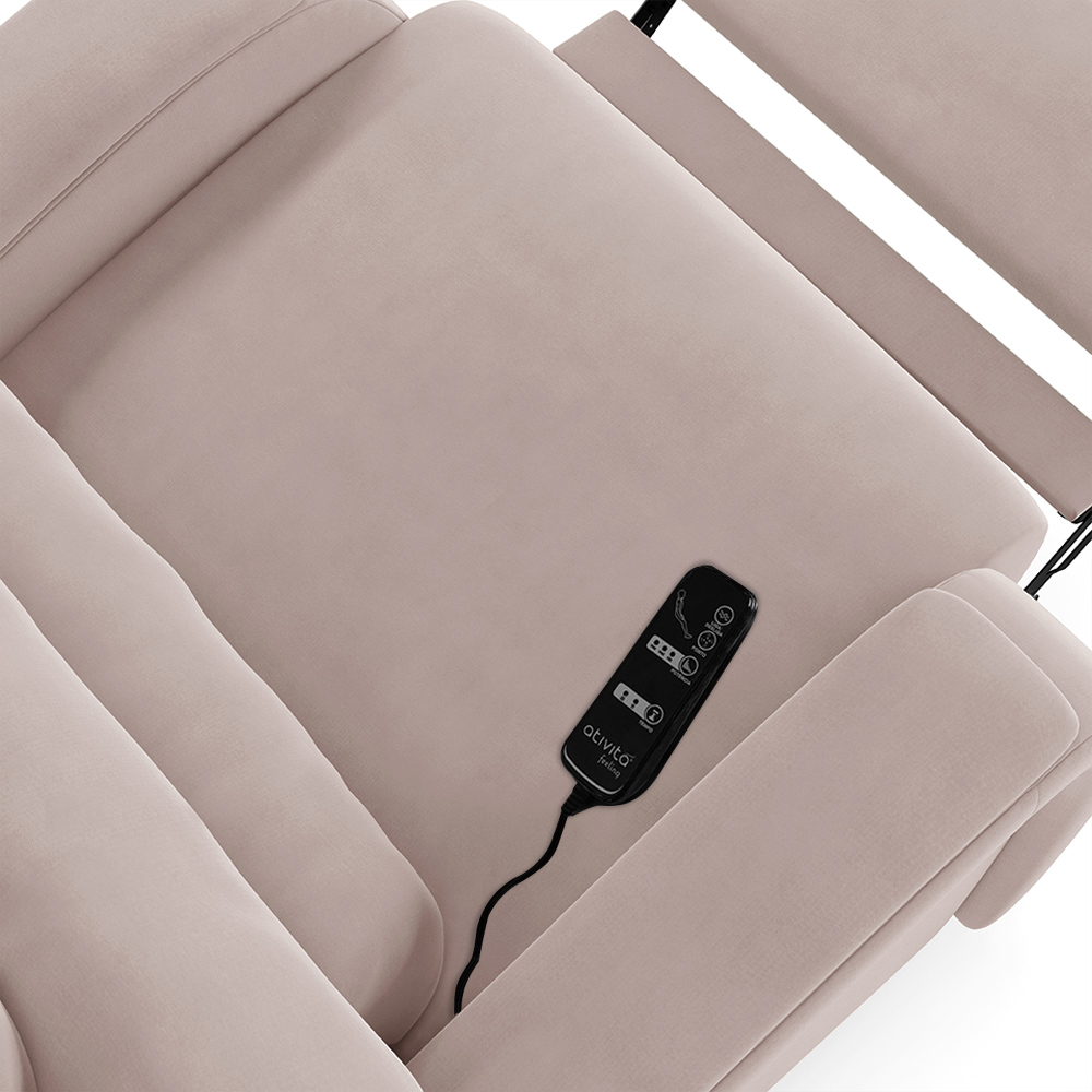 Poltrona do Papai Sala de Cinema Reclinável Kylie Elétrica Botão com Led Massagem USB Veludo Rosê G23