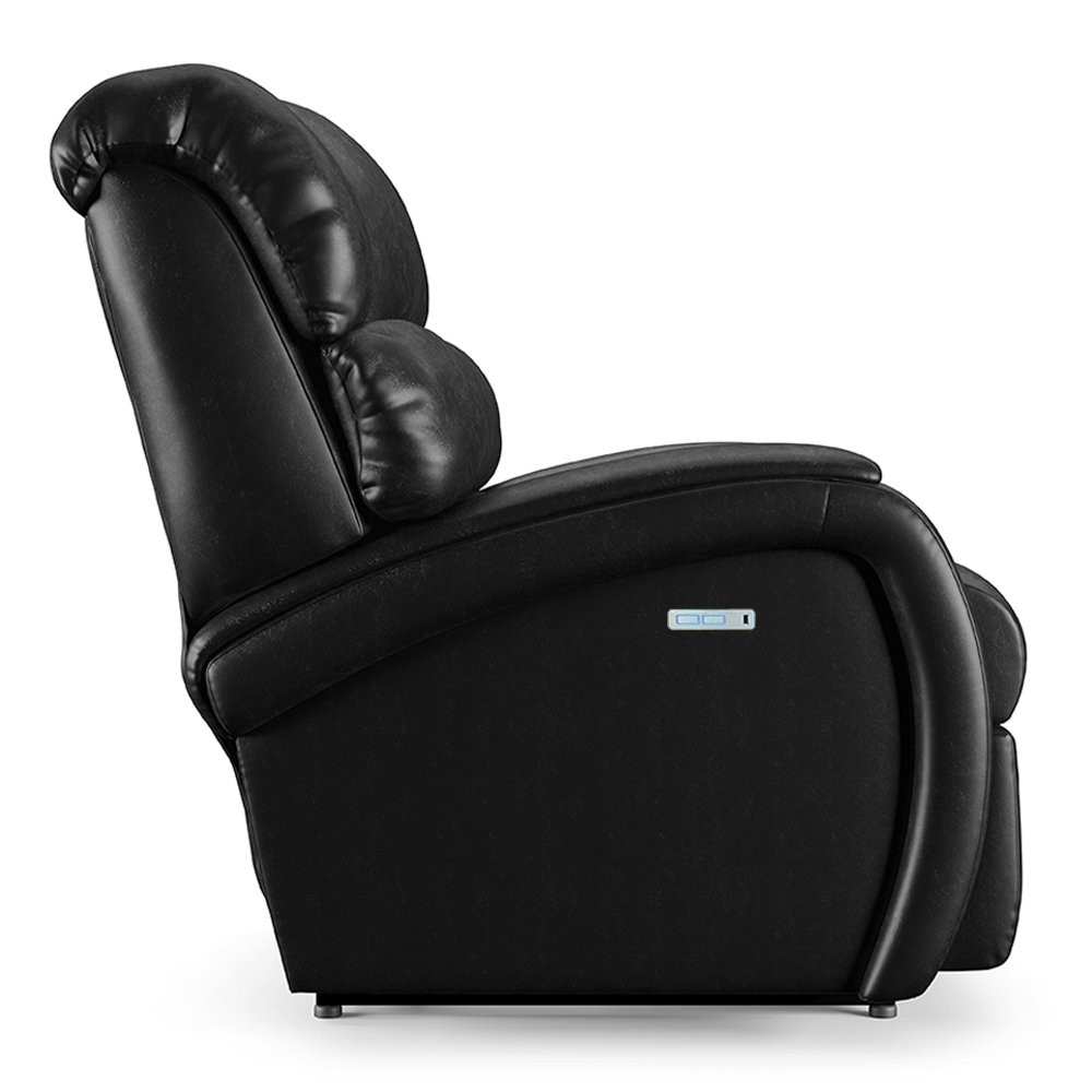 Poltrona do Papai Sala de Cinema Reclinável Kylie Elétrica Botão com Led USB PU Preto Brilho G23
