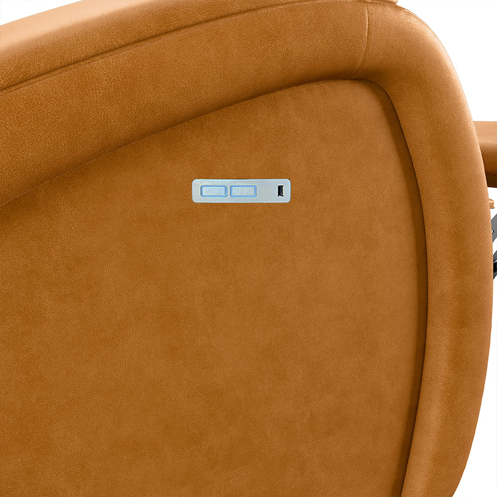 Poltrona do Papai Sala de Cinema Reclinável Kylie Elétrica Botão com Led USB PU Whisky G23