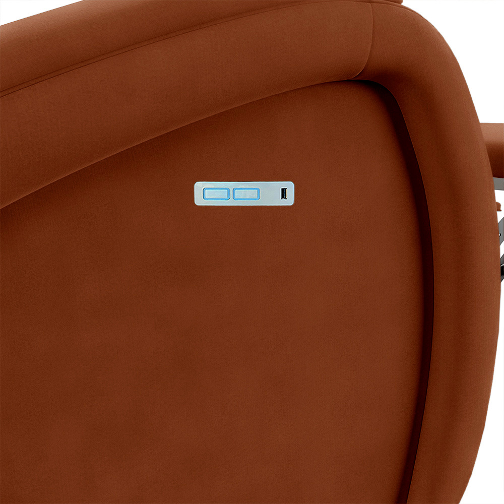 Poltrona do Papai Sala de Cinema Reclinável Kylie Elétrica Botão com Led USB Veludo Terracota G23