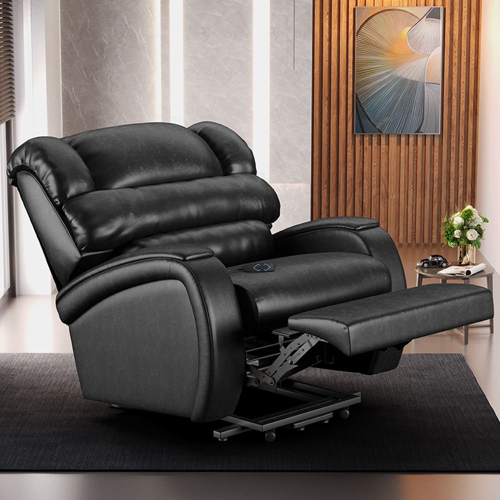 Poltrona do Papai Sala de Cinema Reclinável Kylie Elevação Lift Elétrico PU Preto Brilho G23