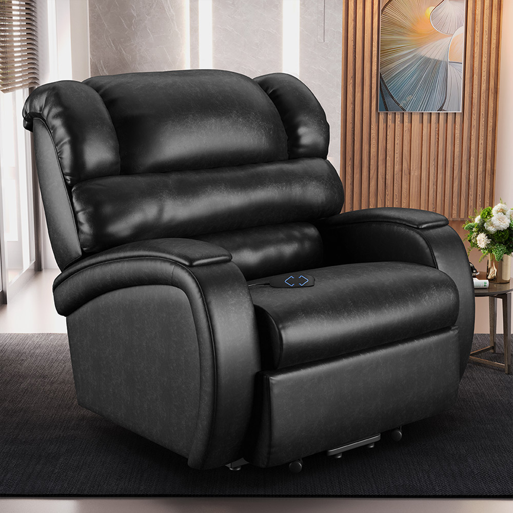 Poltrona do Papai Sala de Cinema Reclinável Kylie Elevação Lift Elétrico PU Preto Brilho G23