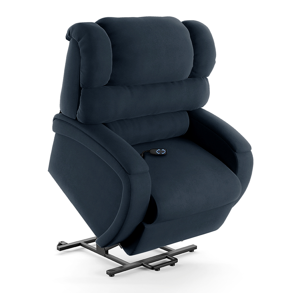 Poltrona do Papai Sala de Cinema Reclinável Kylie Elevação Lift Elétrico Veludo Azul G23