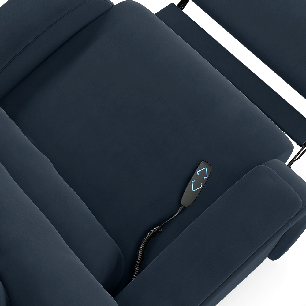 Poltrona do Papai Sala de Cinema Reclinável Kylie Elevação Lift Elétrico Veludo Azul G23