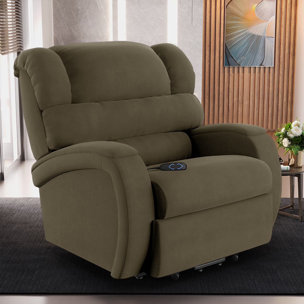 Poltrona do Papai Sala de Cinema Reclinável Kylie Elevação Lift Elétrico Veludo Capuccino G23