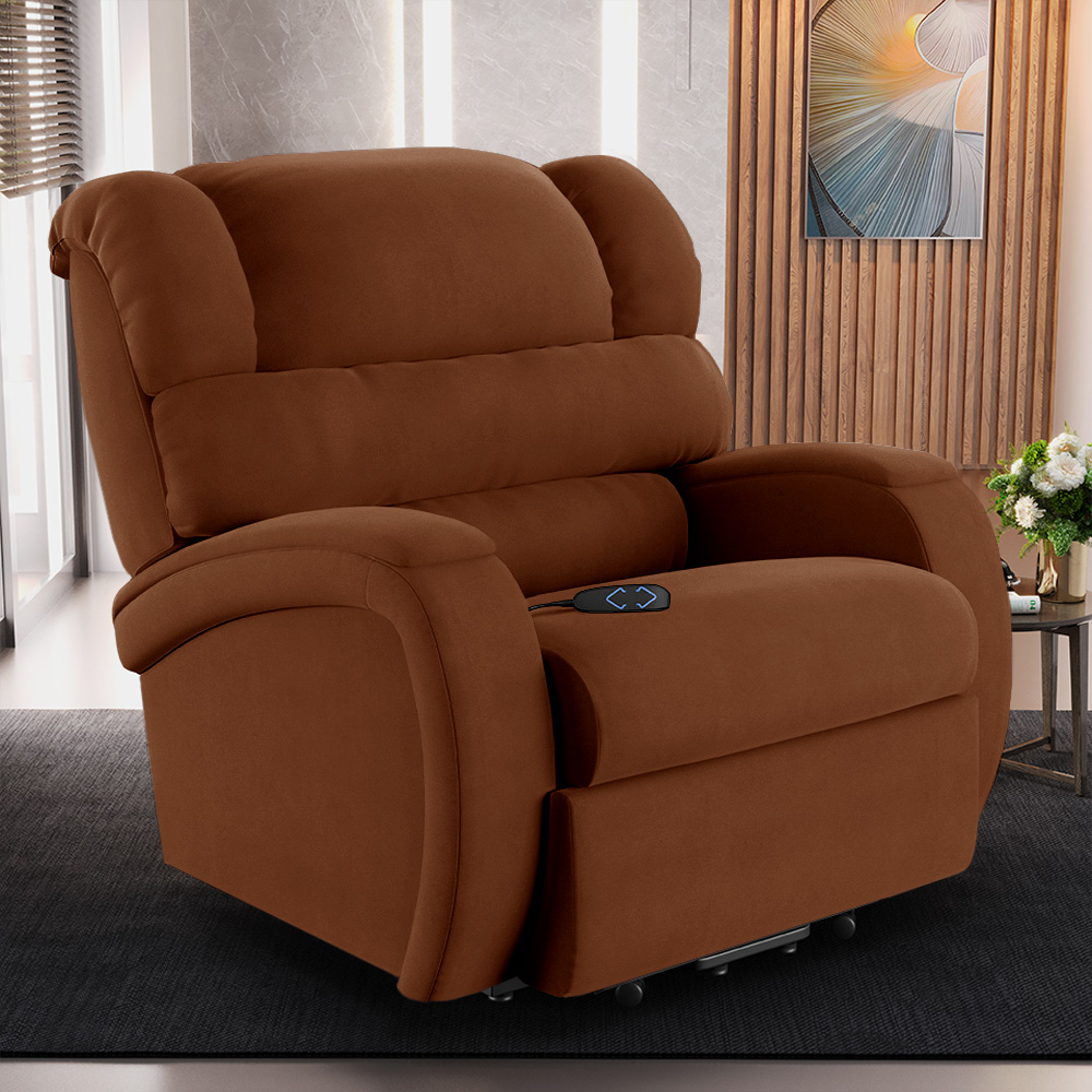Poltrona do Papai Sala de Cinema Reclinável Kylie Elevação Lift Elétrico Veludo Terracota G23