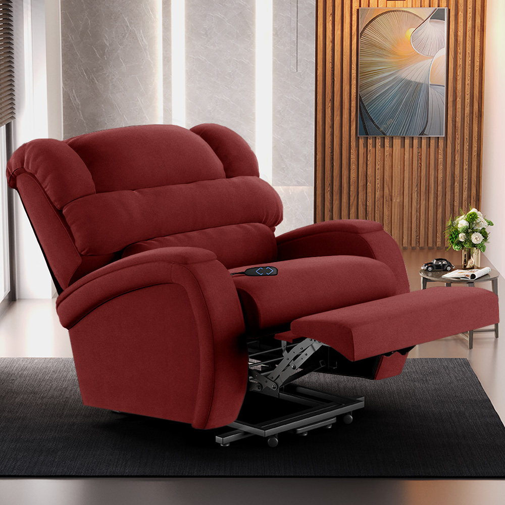 Poltrona do Papai Sala de Cinema Reclinável Kylie Elevação Lift Elétrico Veludo Vermelho G23