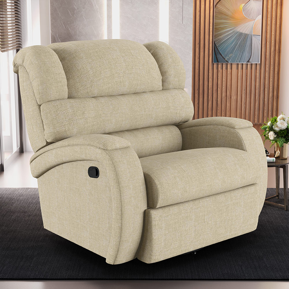 Poltrona do Papai Sala de Cinema Reclinável Kylie Glider Manual Giratória Massagem USB Linho Bege G23