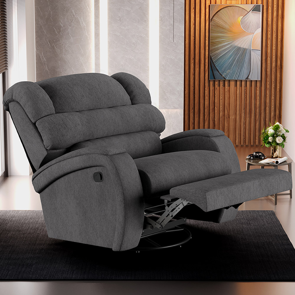 Poltrona do Papai Sala de Cinema Reclinável Kylie Glider Manual Giratória Massagem USB Linho Chumbo G23