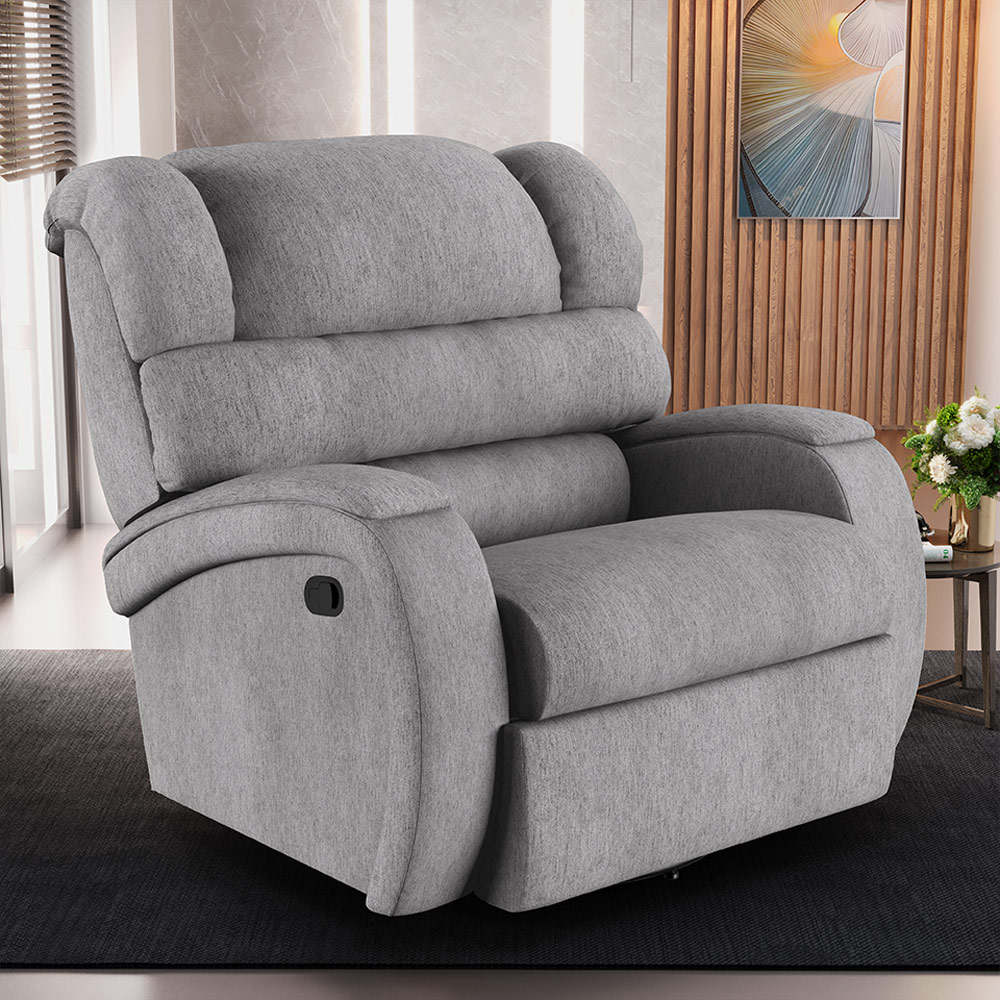 Poltrona do Papai Sala de Cinema Reclinável Kylie Glider Manual Giratória Massagem USB Linho Cinza G23