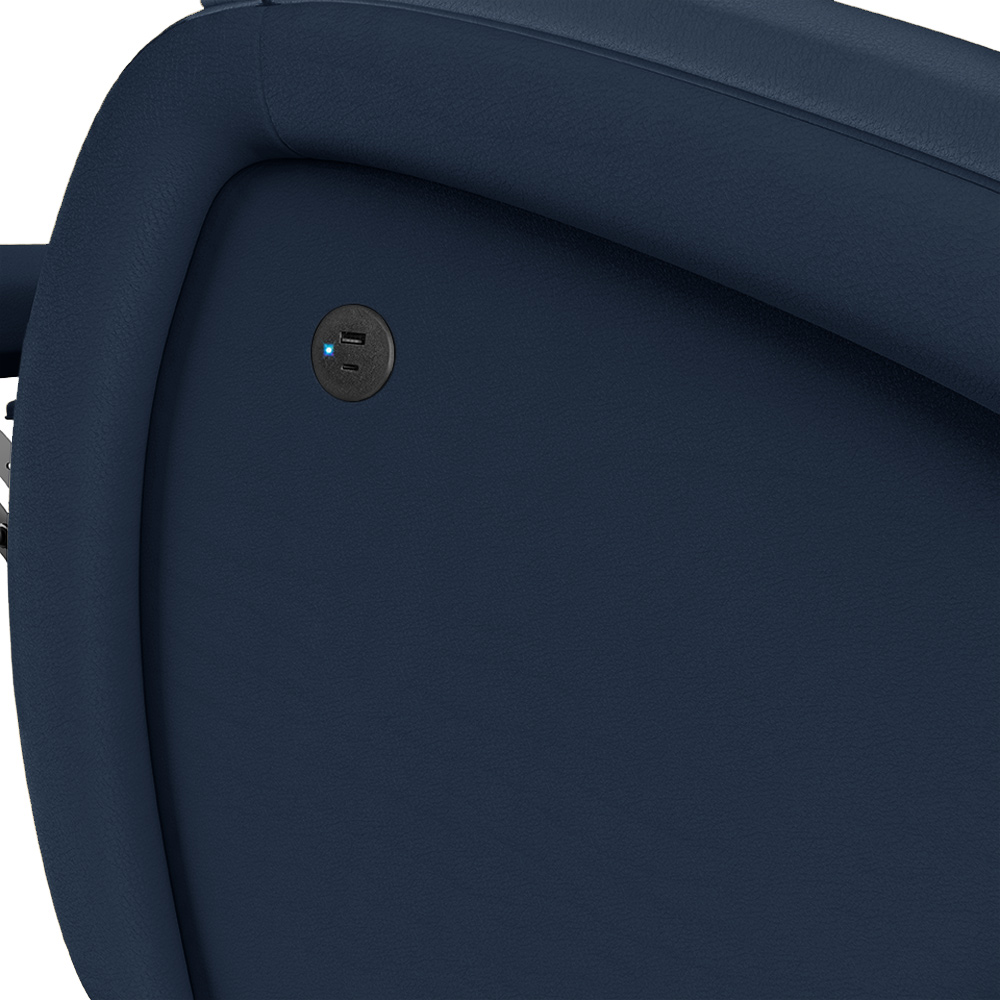 Poltrona do Papai Sala de Cinema Reclinável Kylie Glider Manual Giratória Massagem USB PU Azul G23