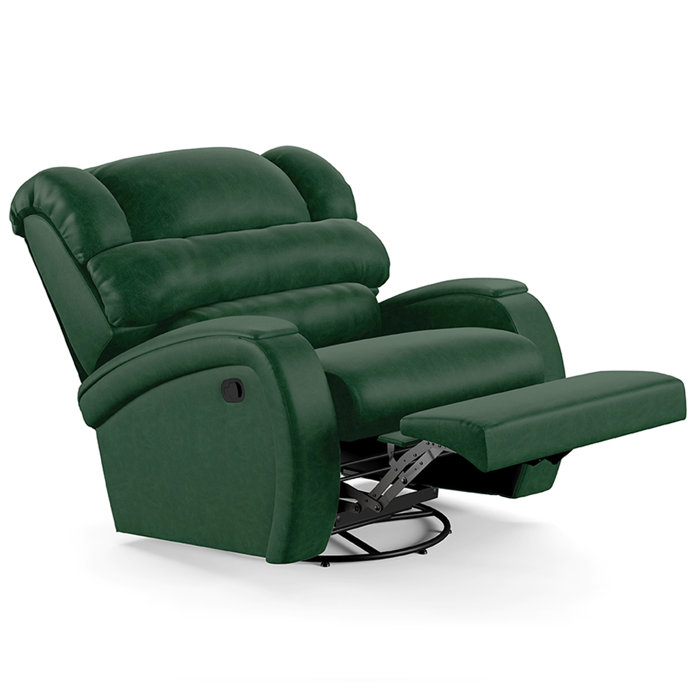 Poltrona do Papai Sala de Cinema Reclinável Kylie Glider Manual Giratória Massagem USB PU Verde Musgo G23