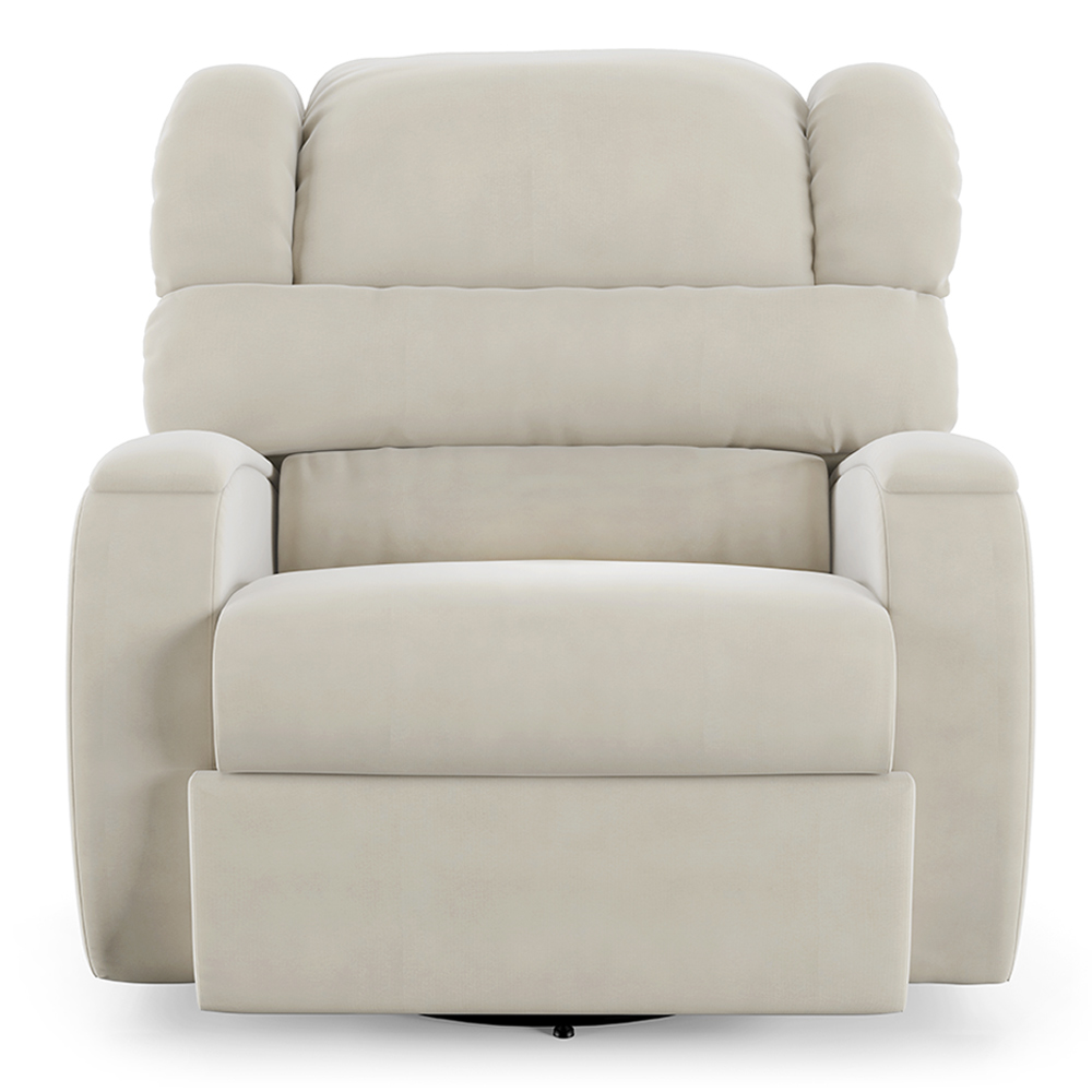 Poltrona do Papai Sala de Cinema Reclinável Kylie Glider Manual Giratória Massagem USB Veludo Bege G23