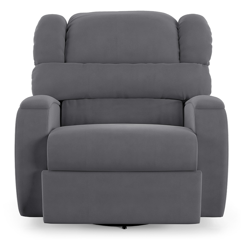 Poltrona do Papai Sala de Cinema Reclinável Kylie Glider Manual Giratória Massagem USB Veludo Cinza Grafite G23