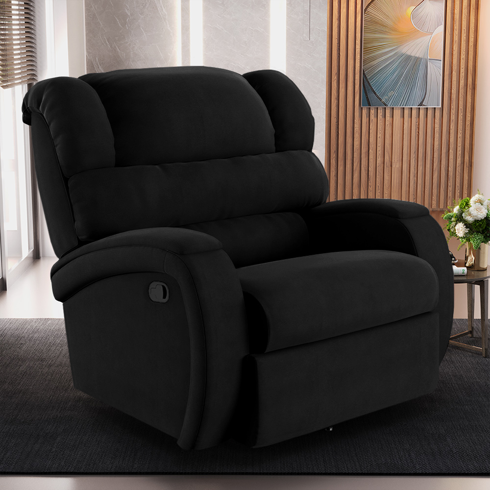 Poltrona do Papai Sala de Cinema Reclinável Kylie Glider Manual Giratória Massagem USB Veludo Preto G23