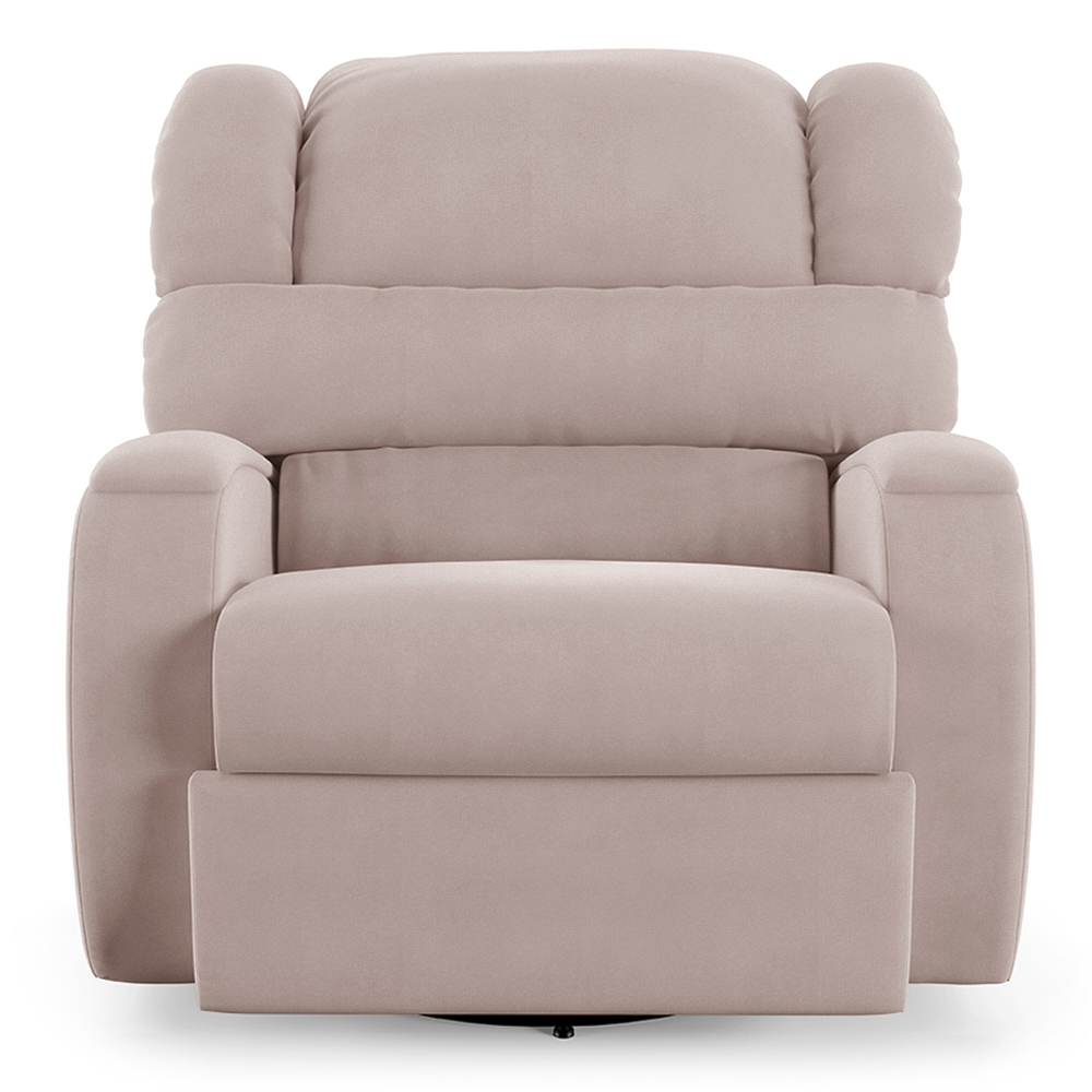 Poltrona do Papai Sala de Cinema Reclinável Kylie Glider Manual Giratória Massagem USB Veludo Rosê G23
