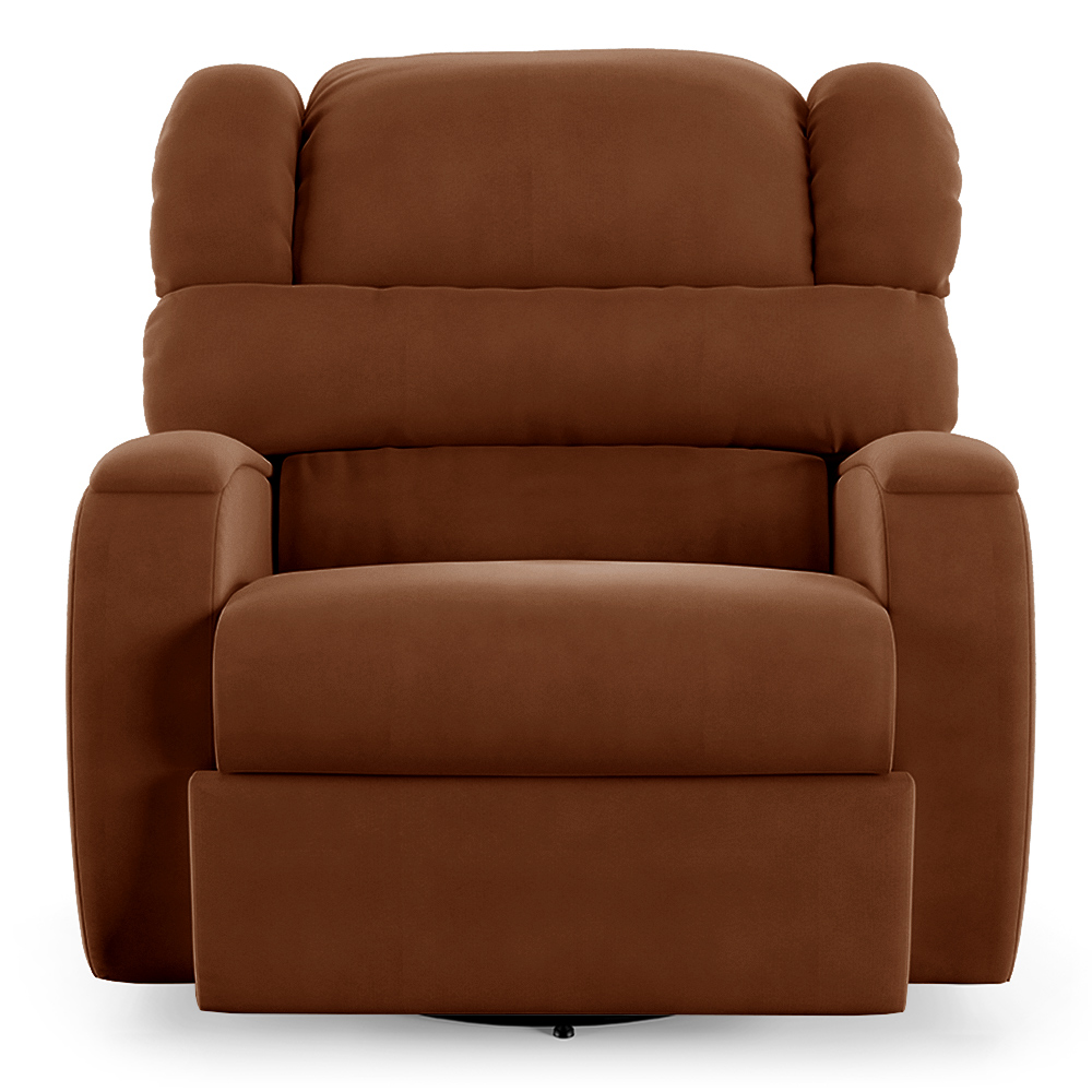 Poltrona do Papai Sala de Cinema Reclinável Kylie Glider Manual Giratória Massagem USB Veludo Terracota G23